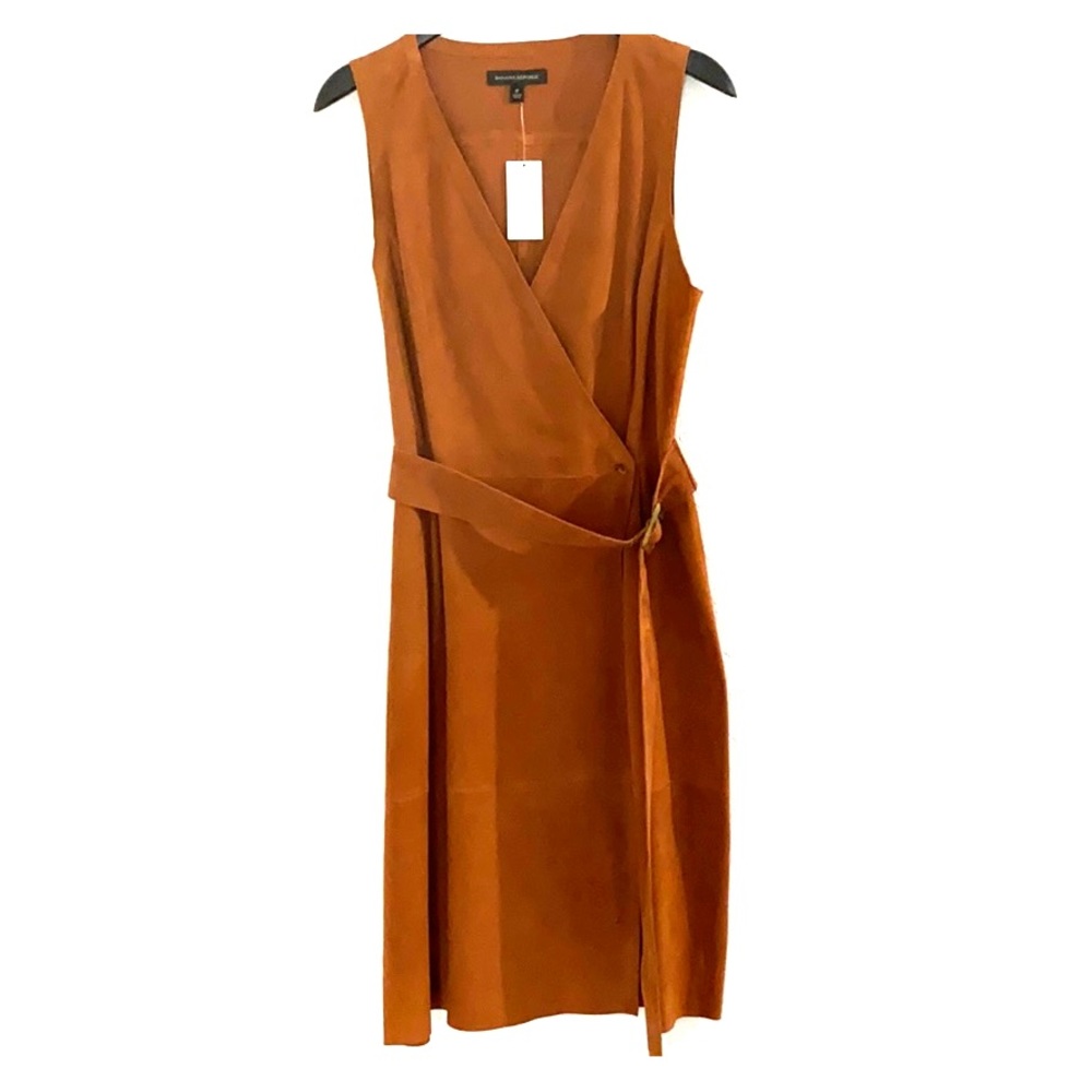 Suede wrap dress